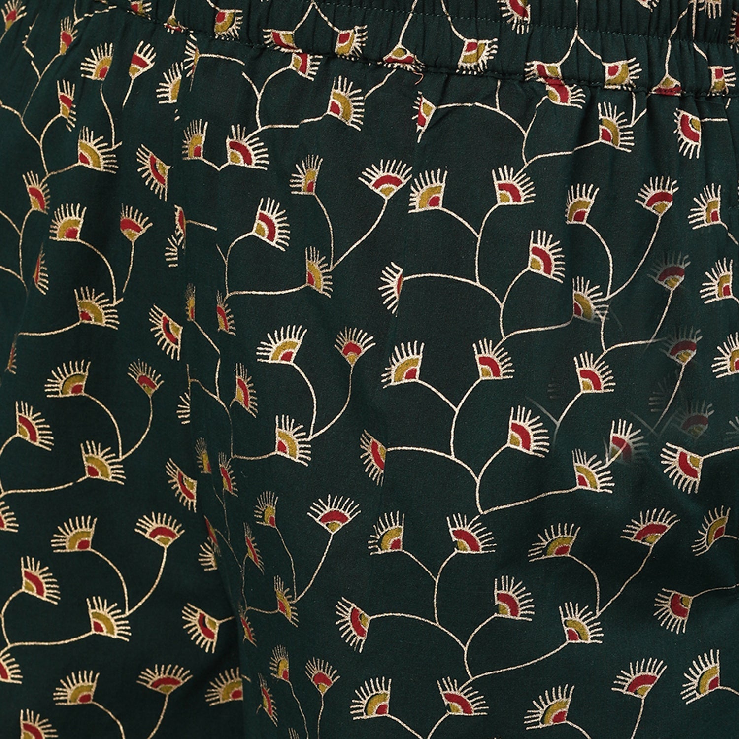 Women Green Gold Printed Three-Quarter Sleeves Straight Kurta With Palazzo And Dupatta With Pockets And Face Mask | LASVINI - Redefining Indian Fashion with Elegance