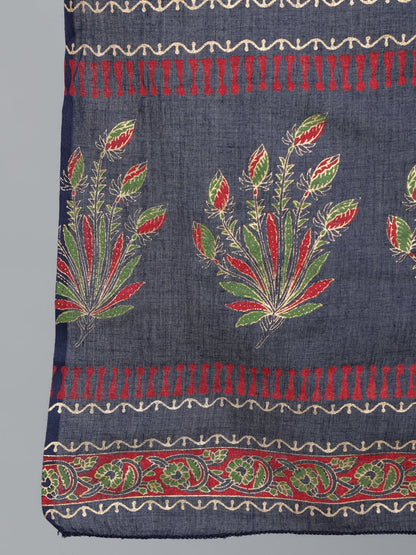 Women Red And Navy Blue Gold Printed Straight Kurta With Palazzo & Dupatta | LASVINI - Redefining Indian Fashion with Elegance