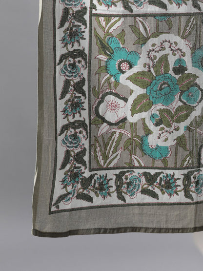 Women Beige Three-Quarter Sleeves Straight Kurta With Palazzo And Dupatta With Pockets And Face Mask | LASVINI - Redefining Indian Fashion with Elegance