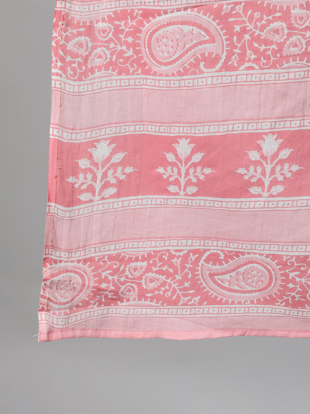 Women Pink Three-Quarter Sleeves Ethnic Motif Printed Straight Kurta-Palazzo With Pockets And Dupatta | LASVINI - Redefining Indian Fashion with Elegance