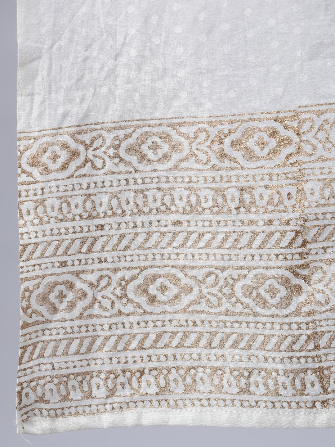 Women Off-White Block Printed Anarkali Kurta With Palazo & Dupatta | LASVINI - Redefining Indian Fashion with Elegance