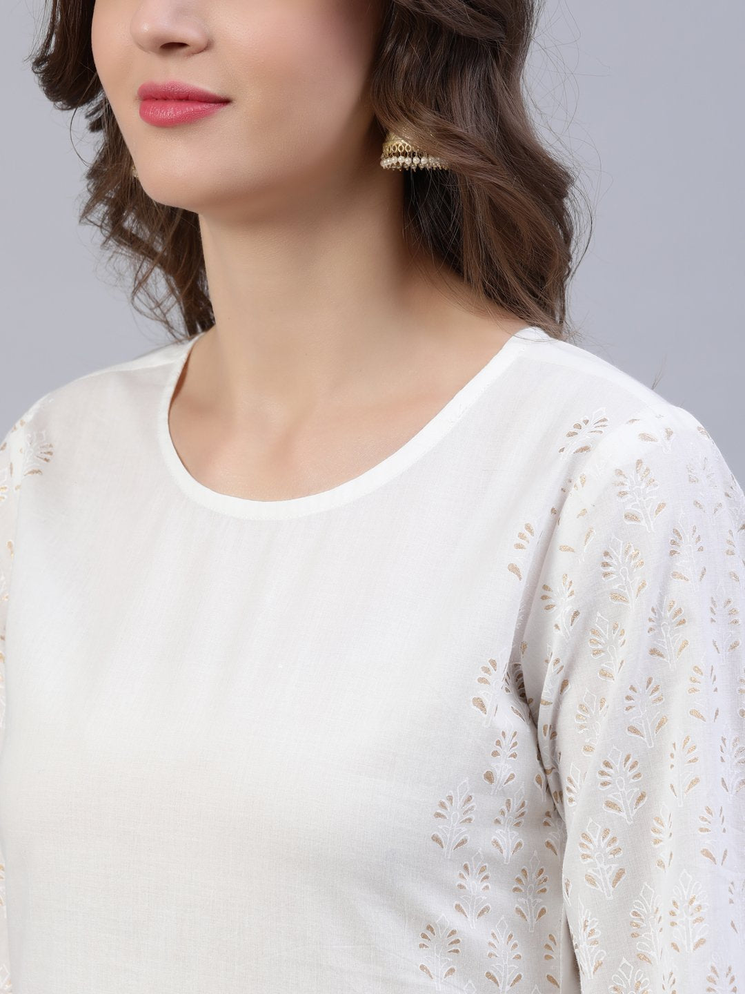 Women Off-White Block Printed Straight Kurta With Palazo & Dupatta | LASVINI - Redefining Indian Fashion with Elegance