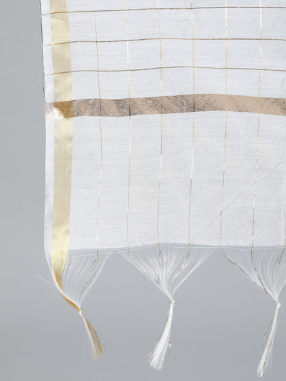 Women Off White & Gold Printed Straight Kurta With Plazo & Dupatta | LASVINI - Redefining Indian Fashion with Elegance