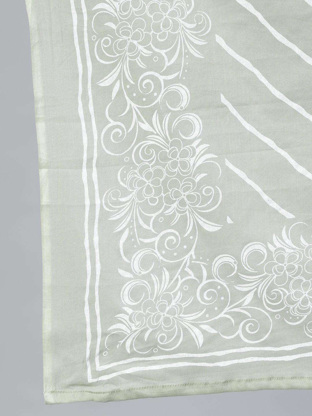 Women Sage Green & Off-White Printed Straight Kurta With Plazzo  & Dupatta | LASVINI - Redefining Indian Fashion with Elegance