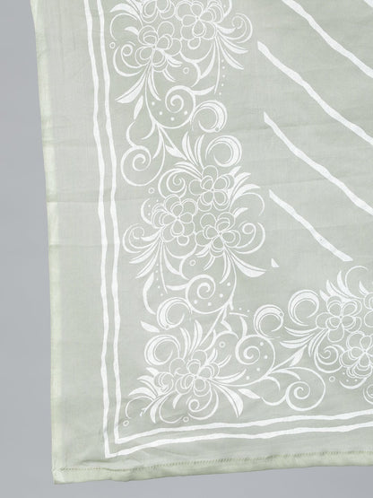 Women Sage Green & Off-White Printed Straight Kurta With Plazzo  & Dupatta | LASVINI - Redefining Indian Fashion with Elegance