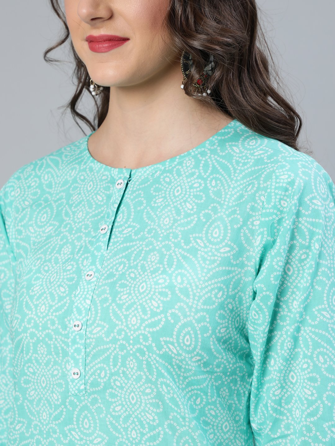 Women Green Printed Straight Kurta Wiith Plazo & Dupatta | LASVINI - Redefining Indian Fashion with Elegance