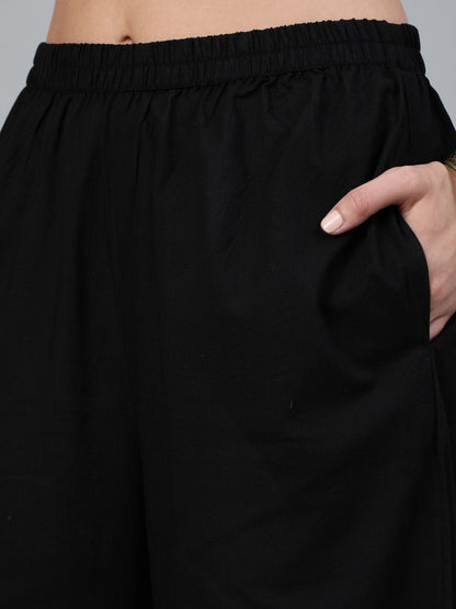 Women Off-White & Black Printed Straight Kurta With Plazzo  & Dupatta | LASVINI - Redefining Indian Fashion with Elegance