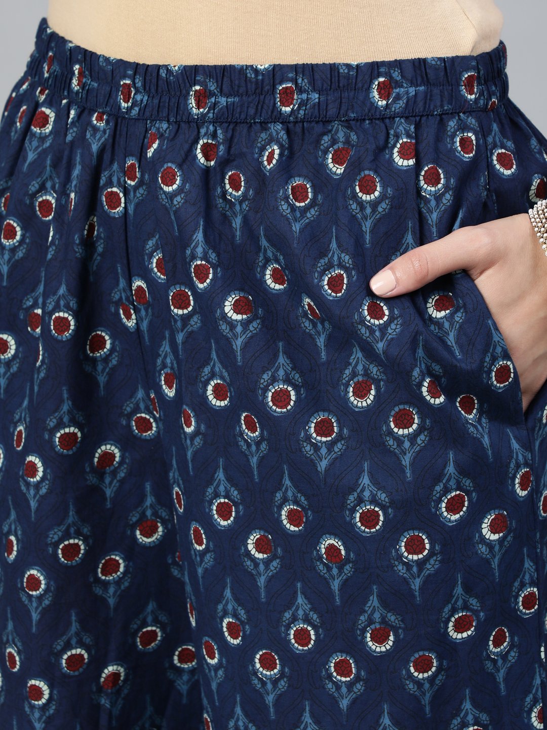 Women Indigo Blue Printed Straight Kurta Wiith Plazo & Dupatta | LASVINI - Redefining Indian Fashion with Elegance