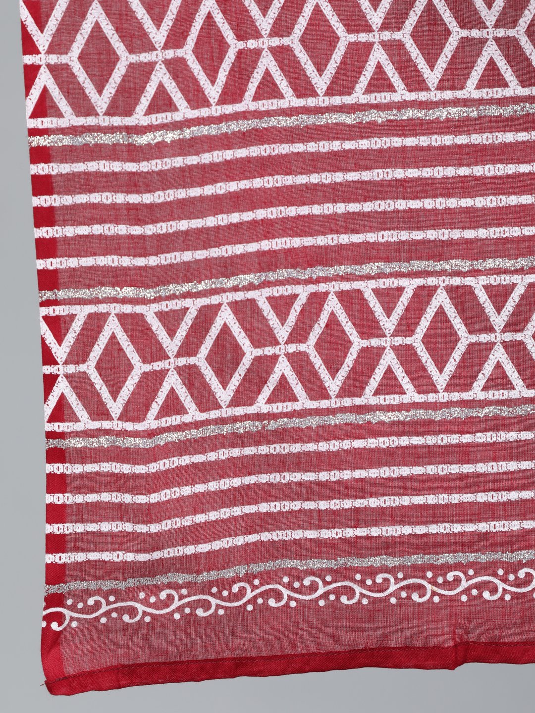 Women Maroon & Silver Printed Box Pleated Kurta With Trouser  & Dupatta | LASVINI - Redefining Indian Fashion with Elegance