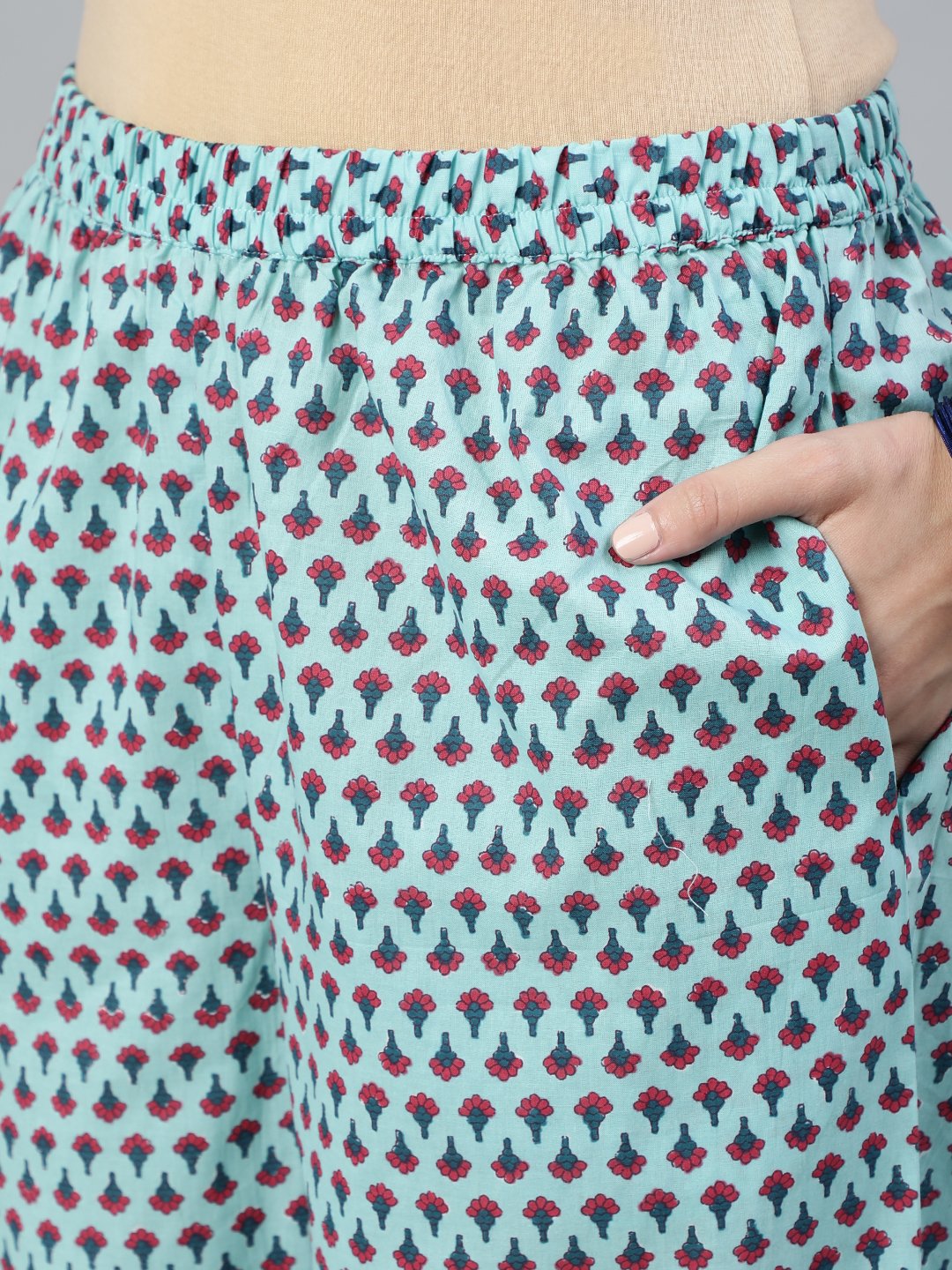 Women Sea Green Printed Straight  Kurta With Plazzo & Dupatta | LASVINI - Redefining Indian Fashion with Elegance