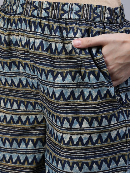 Women Blue Printed Straight Kurta With Palazo & Dupatta | LASVINI - Redefining Indian Fashion with Elegance