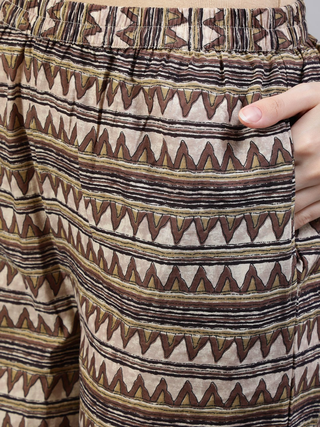 Women Brown Printed Straight Kurta With Palazo & Dupatta | LASVINI - Redefining Indian Fashion with Elegance