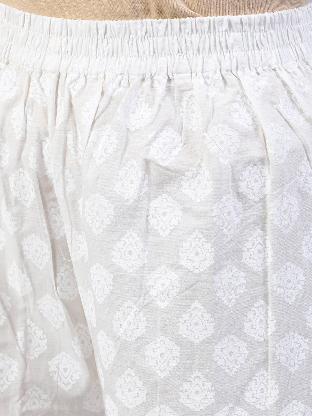 Women Off-White Printed A- Line Kurta With Palazo & Dupatta | LASVINI - Redefining Indian Fashion with Elegance