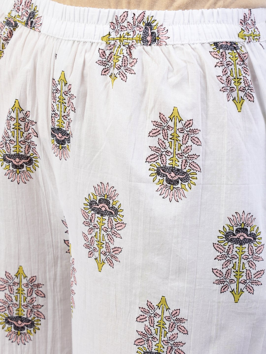 Women Peach Floral Printed Flared Kurta With Trouser & Dupatta | LASVINI - Redefining Indian Fashion with Elegance