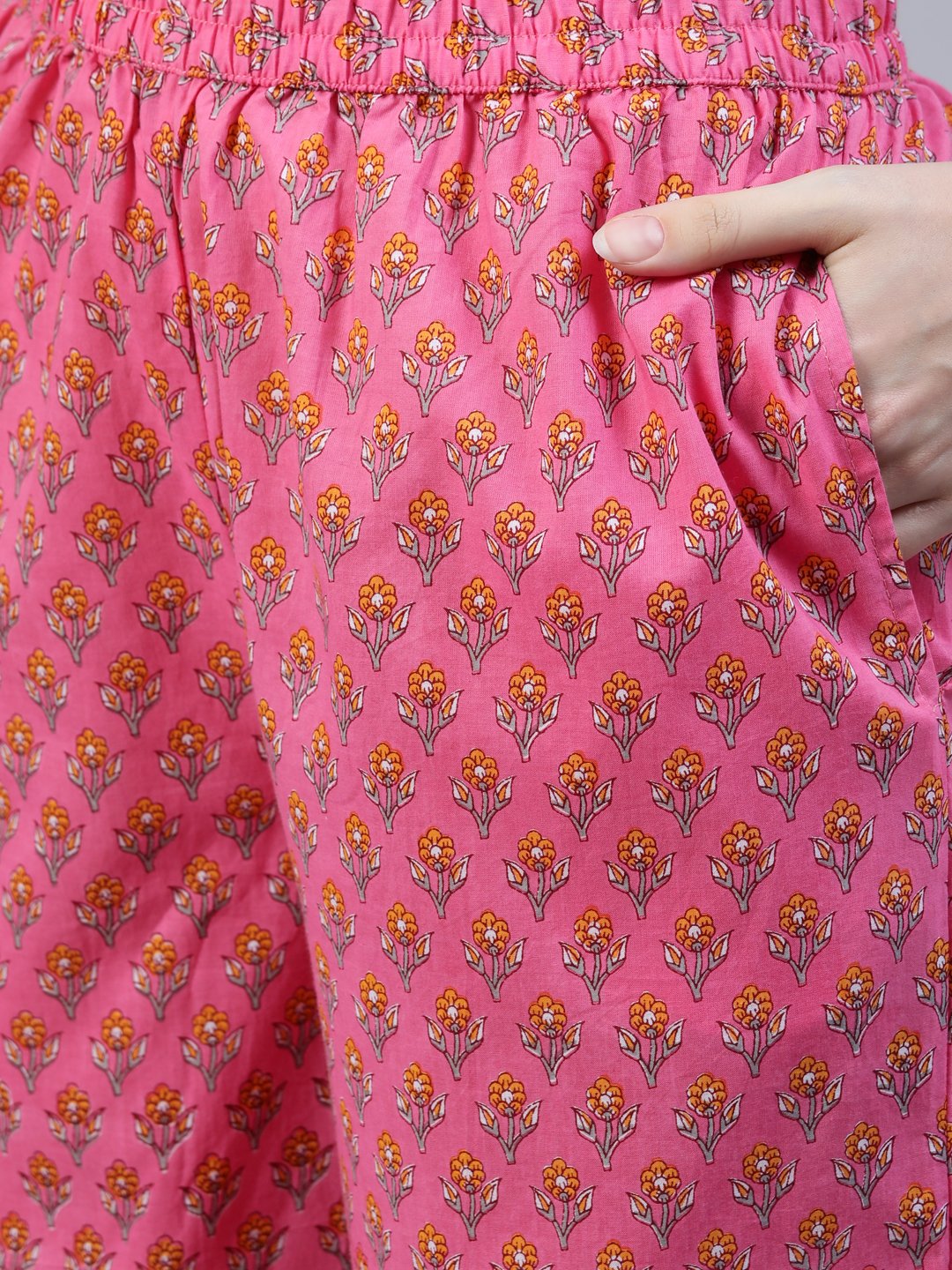 Women Pink Floral Printed Anarkali Kurta With Palazo & Dupatta | LASVINI - Redefining Indian Fashion with Elegance