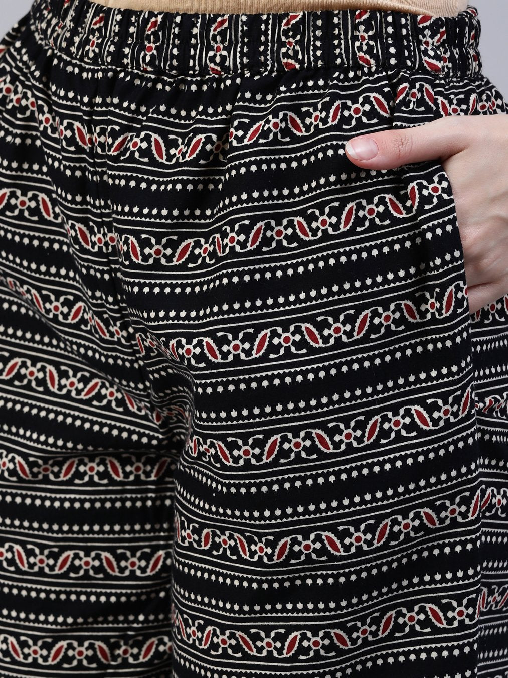 Women Black Printed Straight  Kurta With Palazo & Dupatta | LASVINI - Redefining Indian Fashion with Elegance