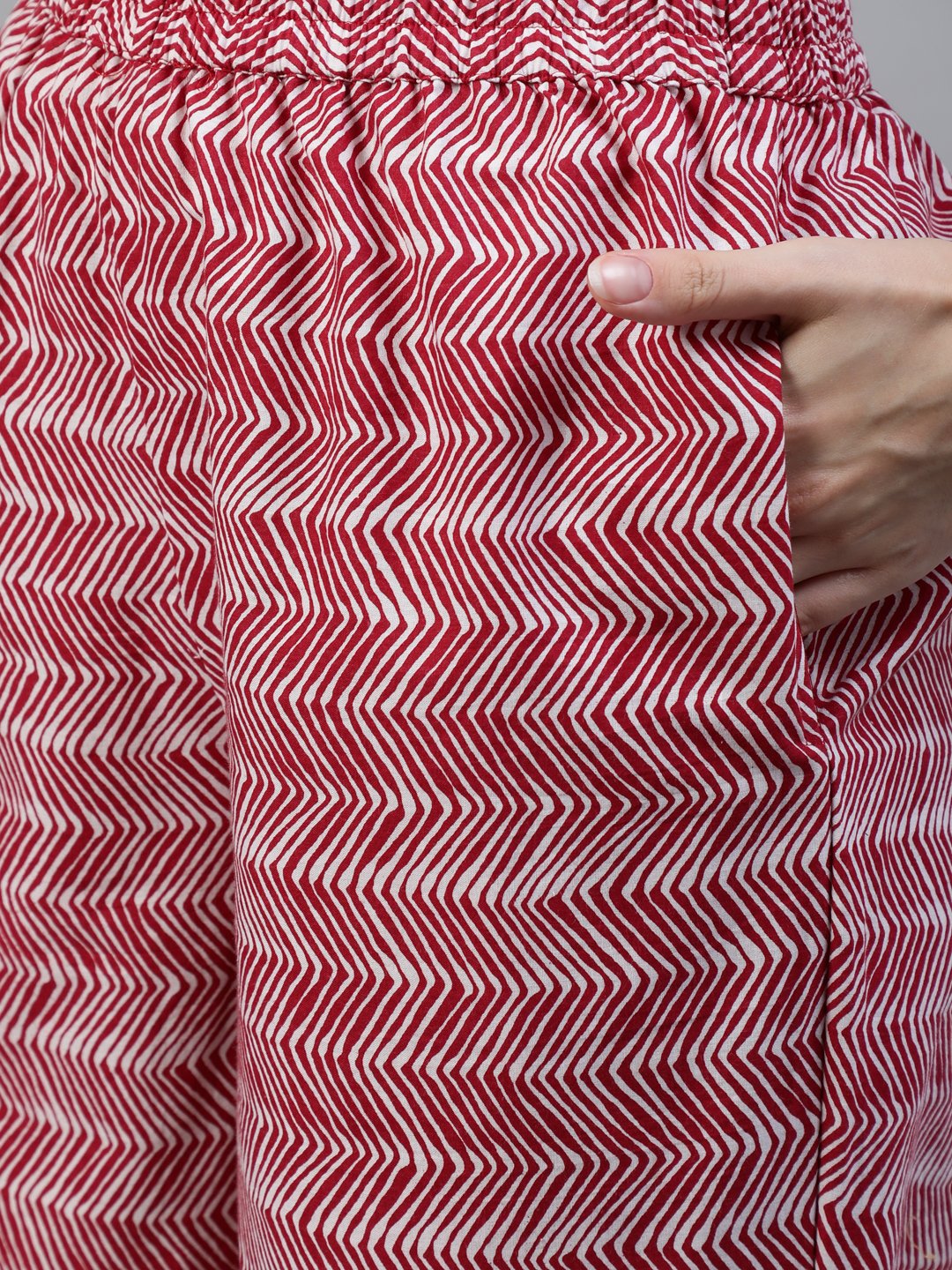 Women Red Printed Straight  Kurta With Palazo & Dupatta | LASVINI - Redefining Indian Fashion with Elegance