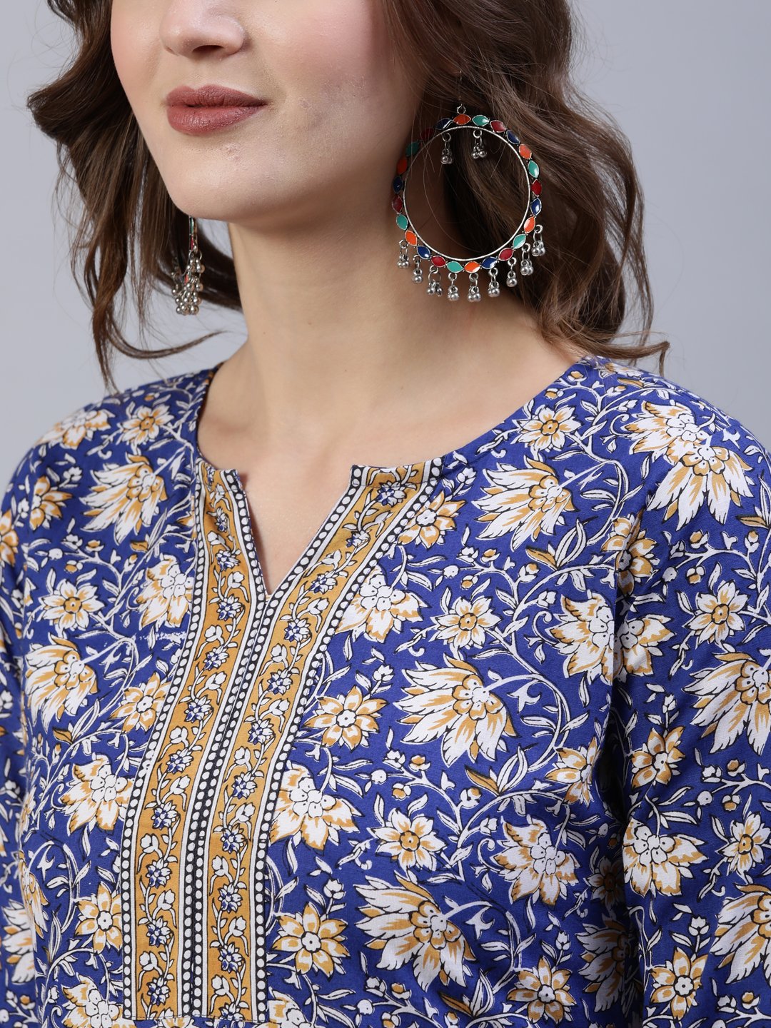 Women Blue Printed Straight  Kurta With Palazo & Dupatta | LASVINI - Redefining Indian Fashion with Elegance