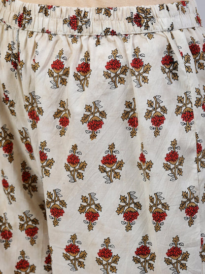 Women Off- White Printed Flared Kurta With Palzo & Dupatta | LASVINI - Redefining Indian Fashion with Elegance