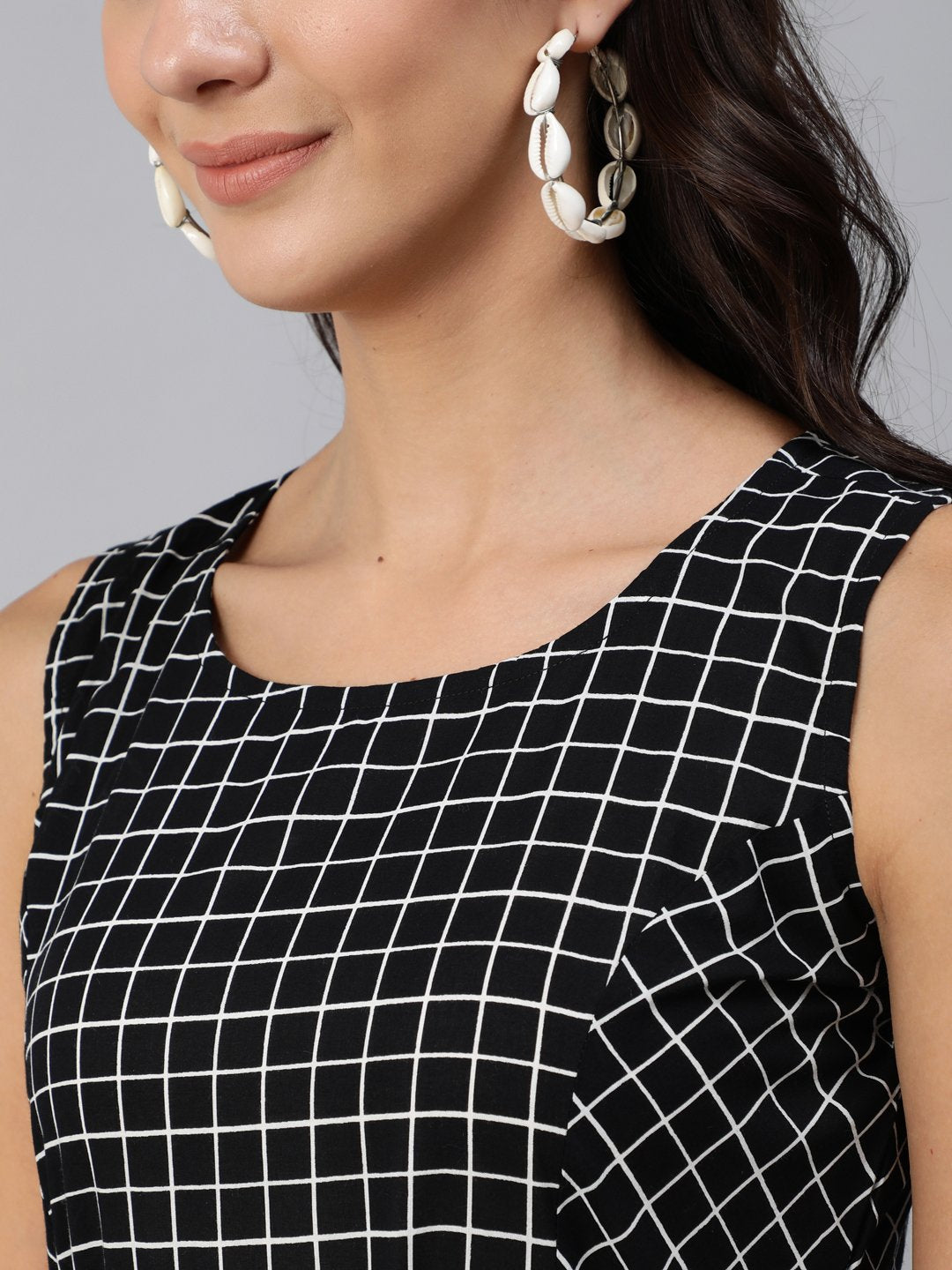 Women Black Printed Sleeveless Dress | LASVINI - Redefining Indian Fashion with Elegance