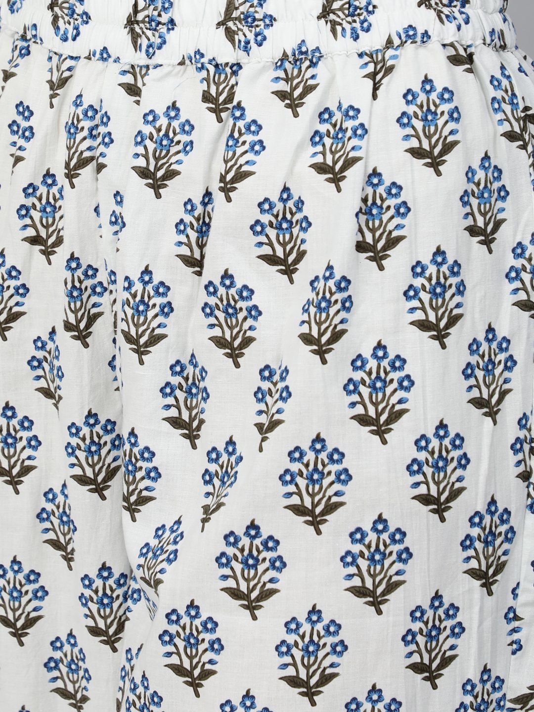 Women Blue & White Floral Printed Kurta Set With Trouser & Dupatta | LASVINI - Redefining Indian Fashion with Elegance