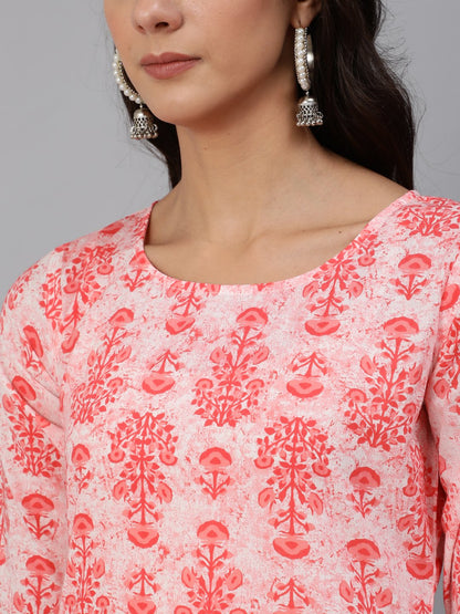 Women Pink Printed Kurta Set With Plazo & Dupatta | LASVINI - Redefining Indian Fashion with Elegance