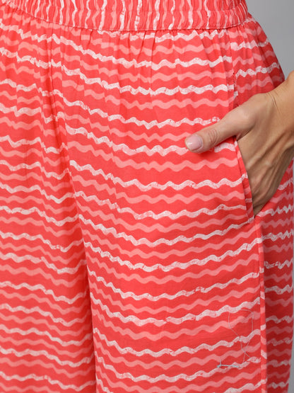 Women Pink Printed Kurta Set With Plazo & Dupatta | LASVINI - Redefining Indian Fashion with Elegance