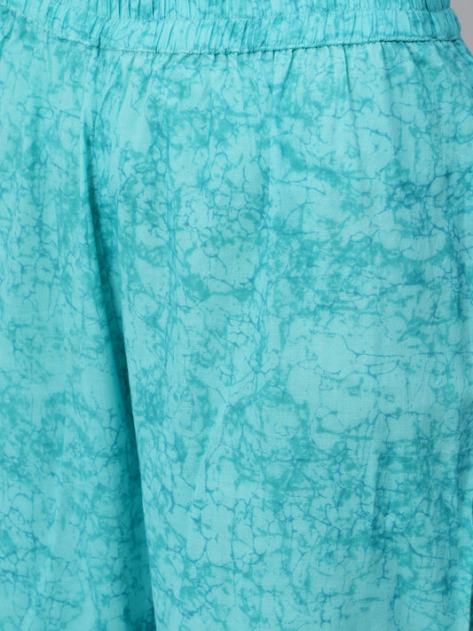 Women Pink & Blue Printed Kurta Set With Plazo & Dupatta | LASVINI - Redefining Indian Fashion with Elegance