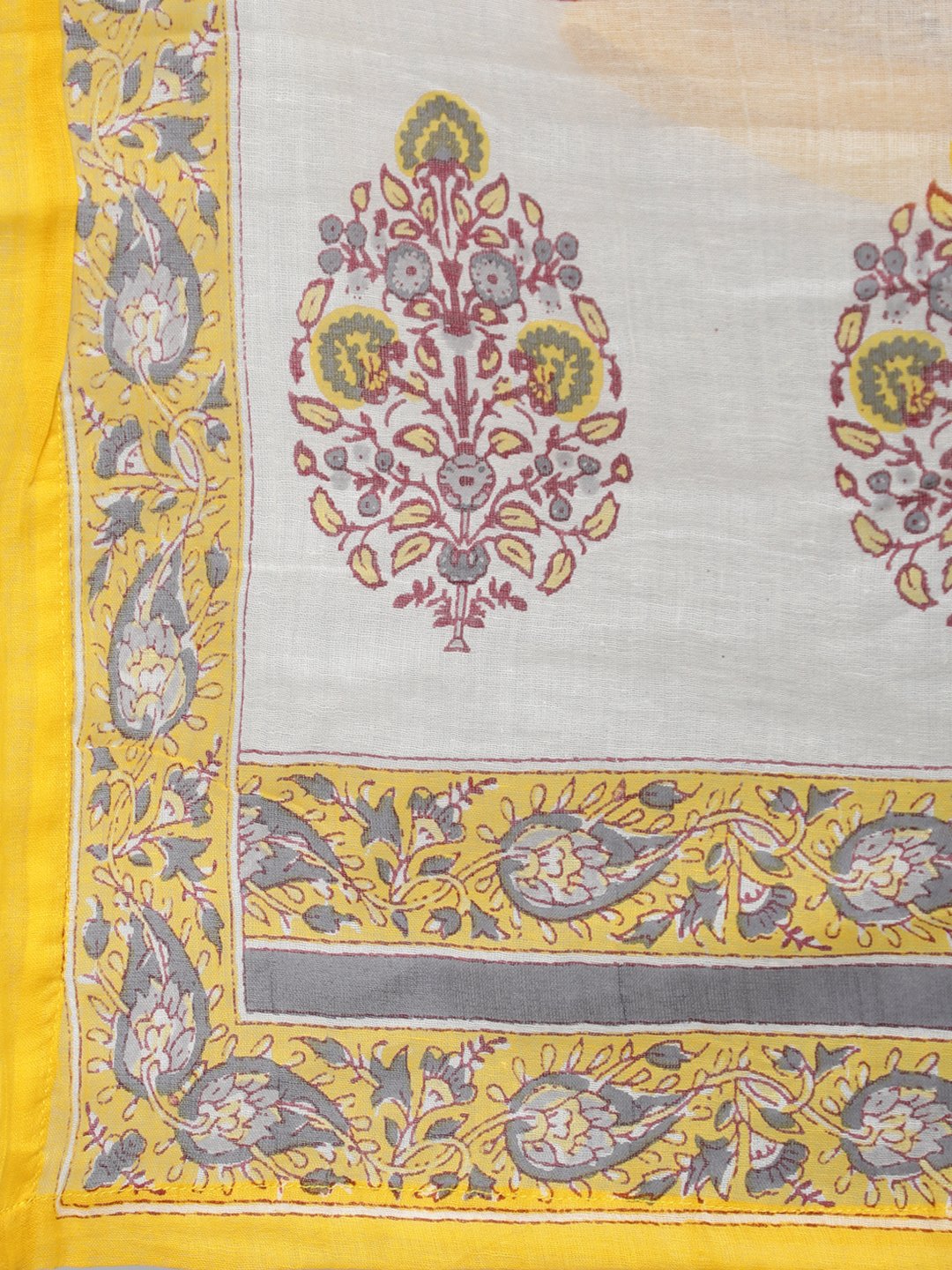 Women Yellow & Grey Floral Printed Straight Kurta Set With Plazo & Dupatta | LASVINI - Redefining Indian Fashion with Elegance