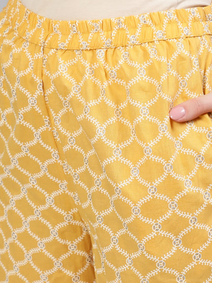 Women Yellow Printed Anarkali Kurta With Plazo & Dupatta | LASVINI - Redefining Indian Fashion with Elegance