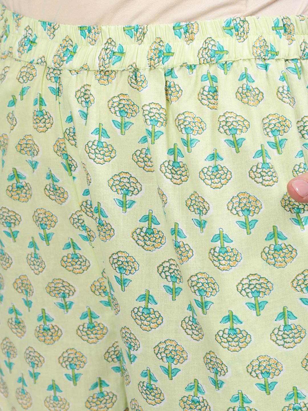 Women Green Floral Printed Straight Kurta With Plazo & Dupatta | LASVINI - Redefining Indian Fashion with Elegance