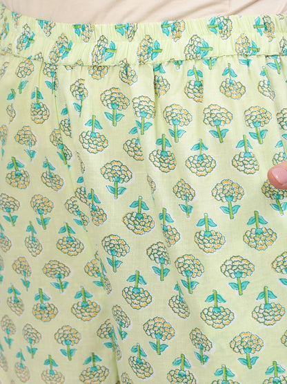 Women Green Floral Printed Straight Kurta With Plazo & Dupatta | LASVINI - Redefining Indian Fashion with Elegance