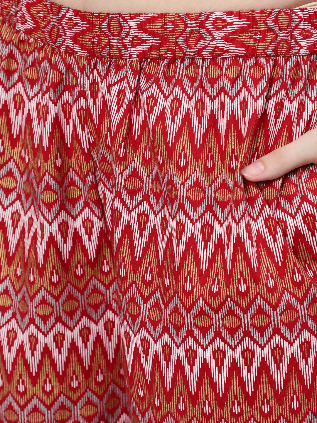 Women Red Straight Kurta With Plazo & Sequened Dupatta | LASVINI - Redefining Indian Fashion with Elegance