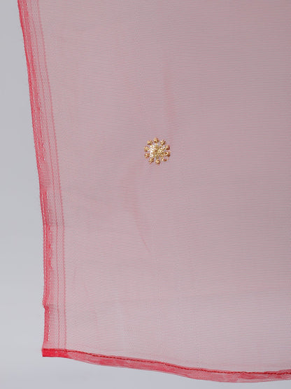 Women Red Straight Kurta With Plazo & Sequened Dupatta | LASVINI - Redefining Indian Fashion with Elegance