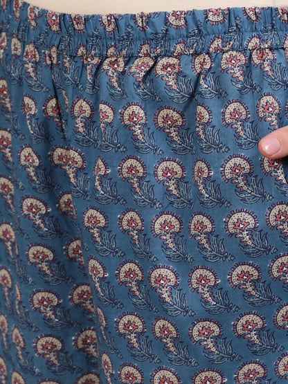 Women Blue Floral Printed Straight Kurta With Plazo & Dupatta | LASVINI - Redefining Indian Fashion with Elegance