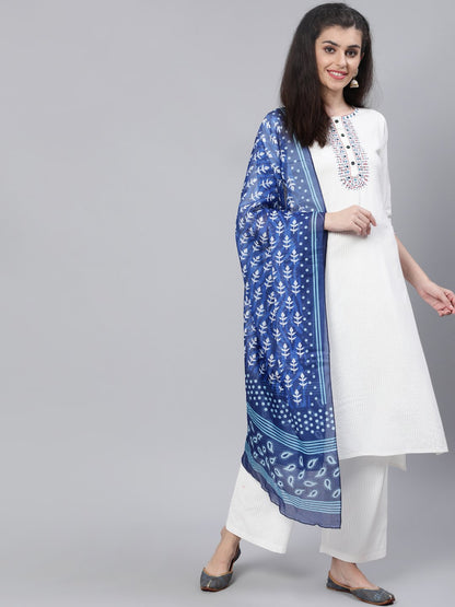 Women Cream Embroidered Kurta With Plazo & Dupatta | LASVINI - Redefining Indian Fashion with Elegance