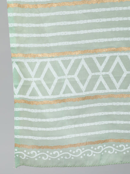 Women Green Printed Straight Kurta With Plazo & Dupatta | LASVINI - Redefining Indian Fashion with Elegance