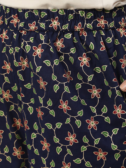 Women Blue & Gold Printed Straight Kurta With Plazo & Dupatta | LASVINI - Redefining Indian Fashion with Elegance