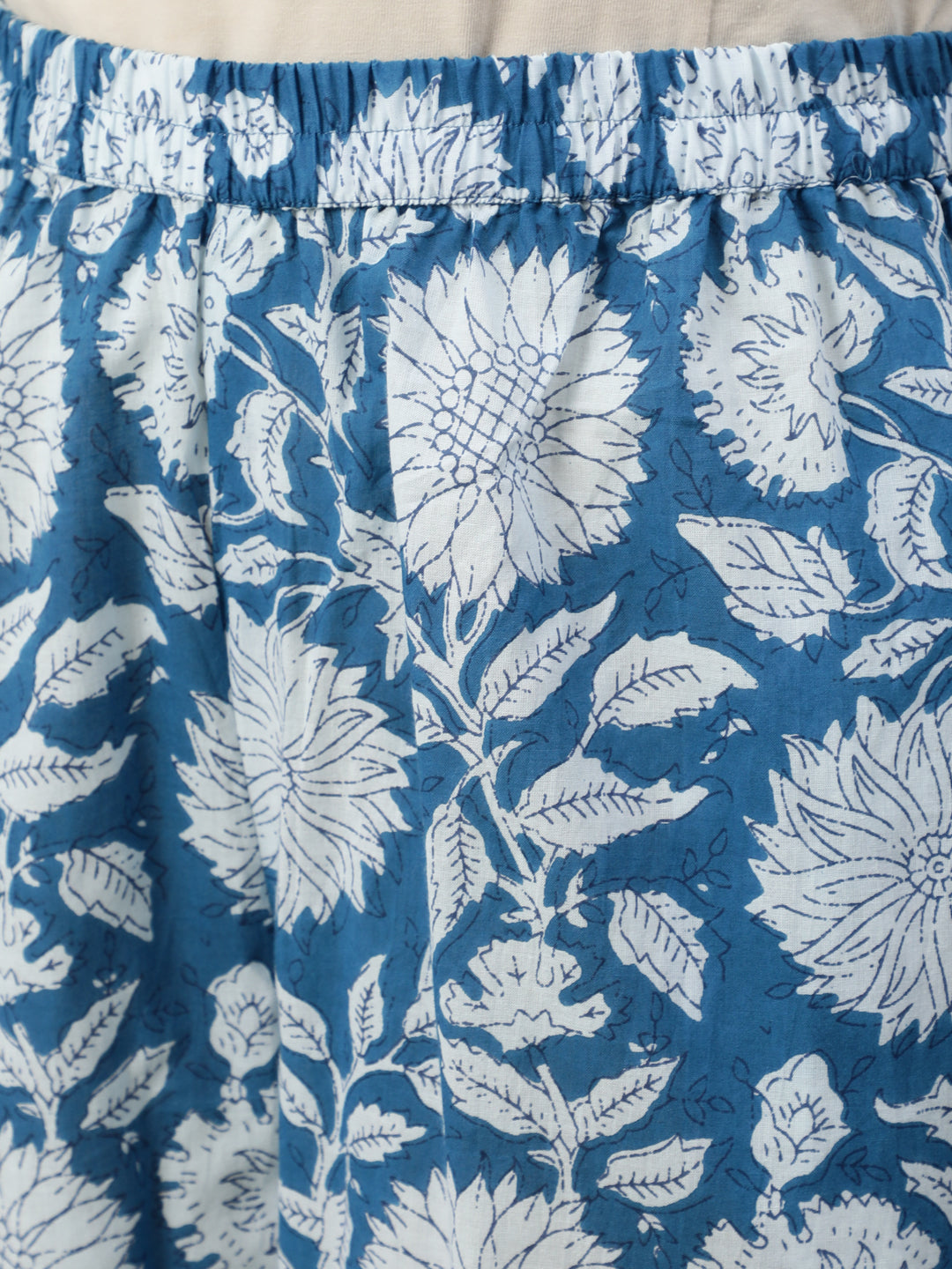 Women Blue Floral Printed Flared Kurta With Trouse And Dupatta | LASVINI - Redefining Indian Fashion with Elegance