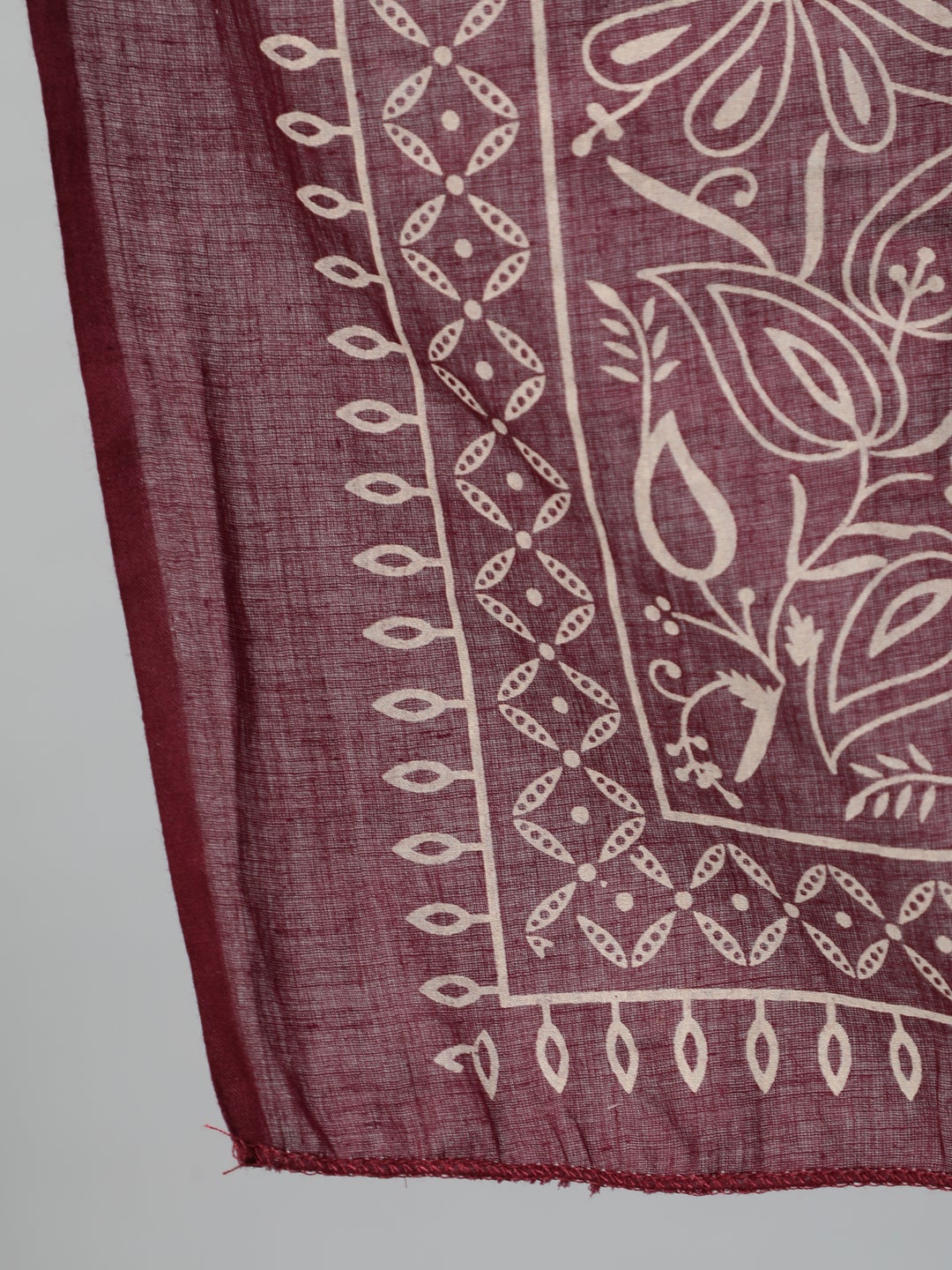 Women Burgundy & Beige Motifs Printed Pure Cotton Kurta With Plazzos And Dupatta | LASVINI - Redefining Indian Fashion with Elegance