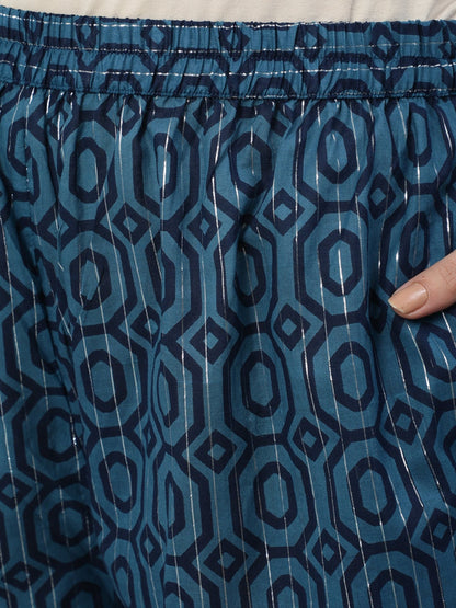 Women Blue Printed Straight Kurta With Plazo & Dupatta | LASVINI - Redefining Indian Fashion with Elegance