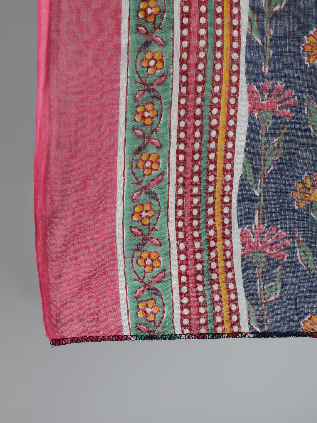 Women Blue Floral Printed Pure Cotton Kurta With Trouser And Dupatta | LASVINI - Redefining Indian Fashion with Elegance