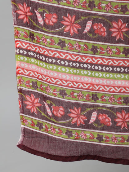 Women Burgundy Printed Flared Kurta With Trouser & Dupatta | LASVINI - Redefining Indian Fashion with Elegance