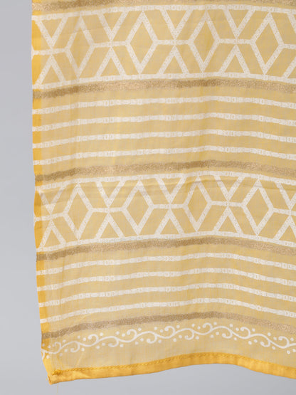 Women Yellow Printed Flared Kurta With Trouser & Dupatta | LASVINI - Redefining Indian Fashion with Elegance