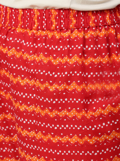 Women Red Printed Straight Kurta With Plazo & Dupatta | LASVINI - Redefining Indian Fashion with Elegance