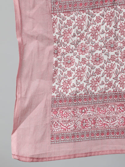 Women Pink Floral Printed Pure Cotton Kurta & Plazzos With Dupatta | LASVINI - Redefining Indian Fashion with Elegance