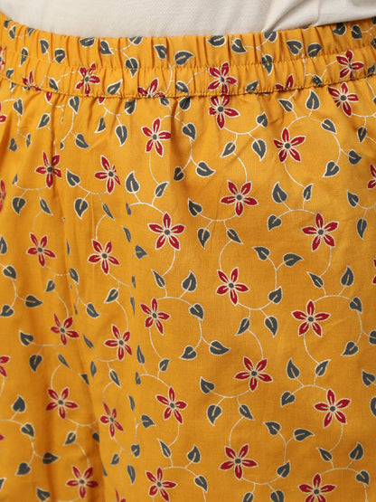 Women Mustard Printed Straight Kurta With Plazo & Dupatta | LASVINI - Redefining Indian Fashion with Elegance
