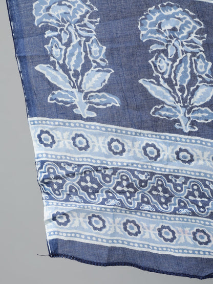 Women Navy Blue Printed Straight Kurta With Plazo & Dupatta | LASVINI - Redefining Indian Fashion with Elegance