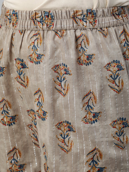 Women Grey Printed Straight Kurta With Plazo & Dupatta | LASVINI - Redefining Indian Fashion with Elegance