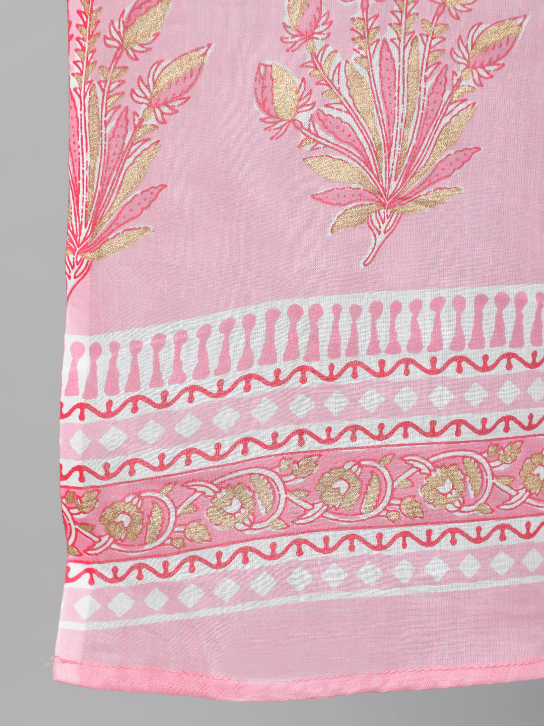 Women Pink Printed Flared Kurta With Trouser & Dupatta | LASVINI - Redefining Indian Fashion with Elegance